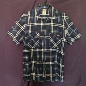 DICKIES Button Down Plaid Shirt - Men's Large